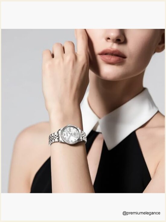 Luxury Elegant Stainless Steel Waterproof Luminous Diamond Watch for Small main image 4